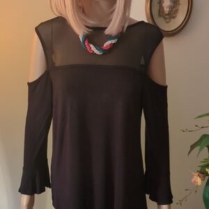 Elegant Black Cold Shoulder Top